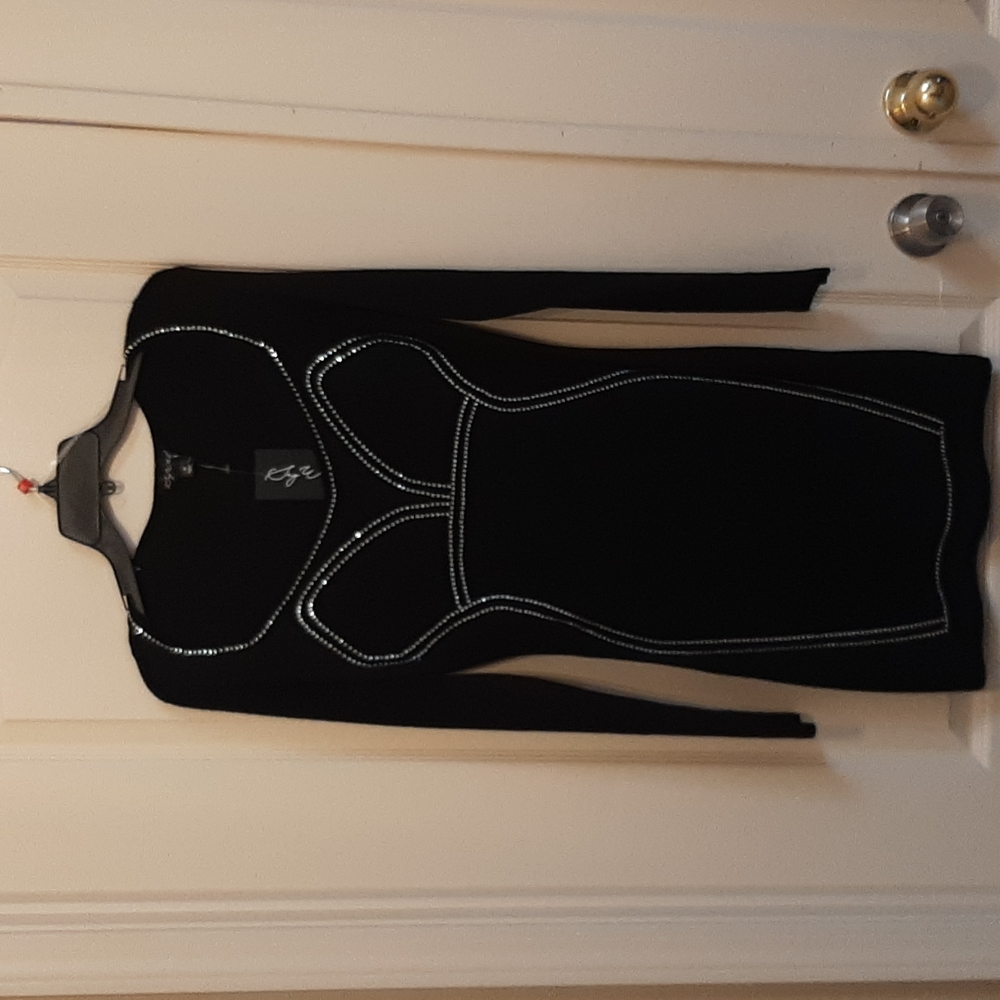 Say What Body Outline Sequenced Black dress